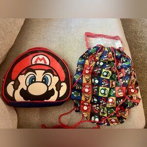 Nintendo Mario Lunch Bag and Drawstring Backpack - Red and Blue